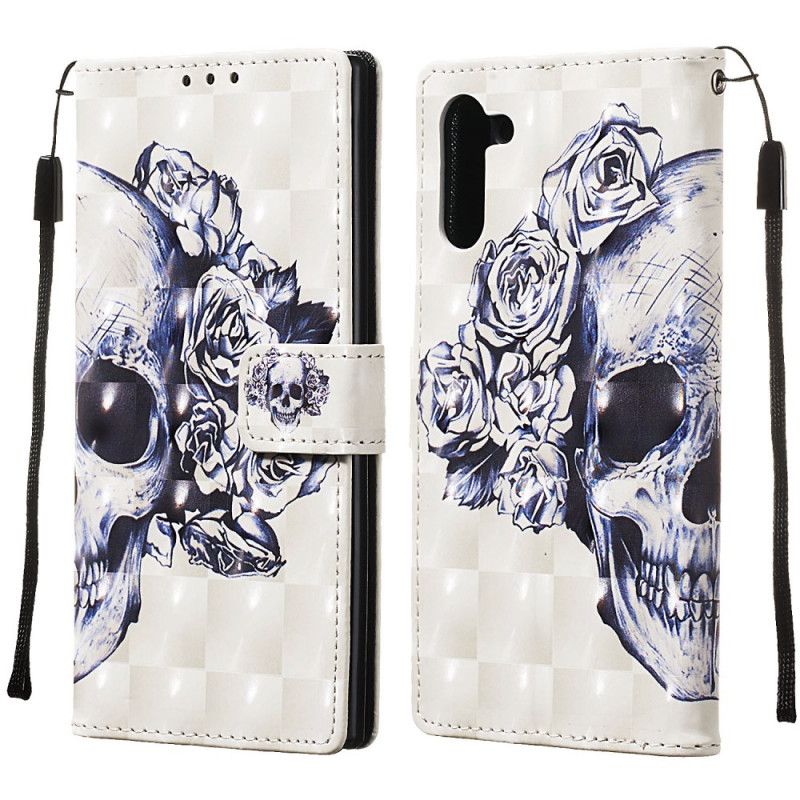 Etui Folio Samsung Galaxy Note 10 Kwiecista Czaszka Etui Ochronne