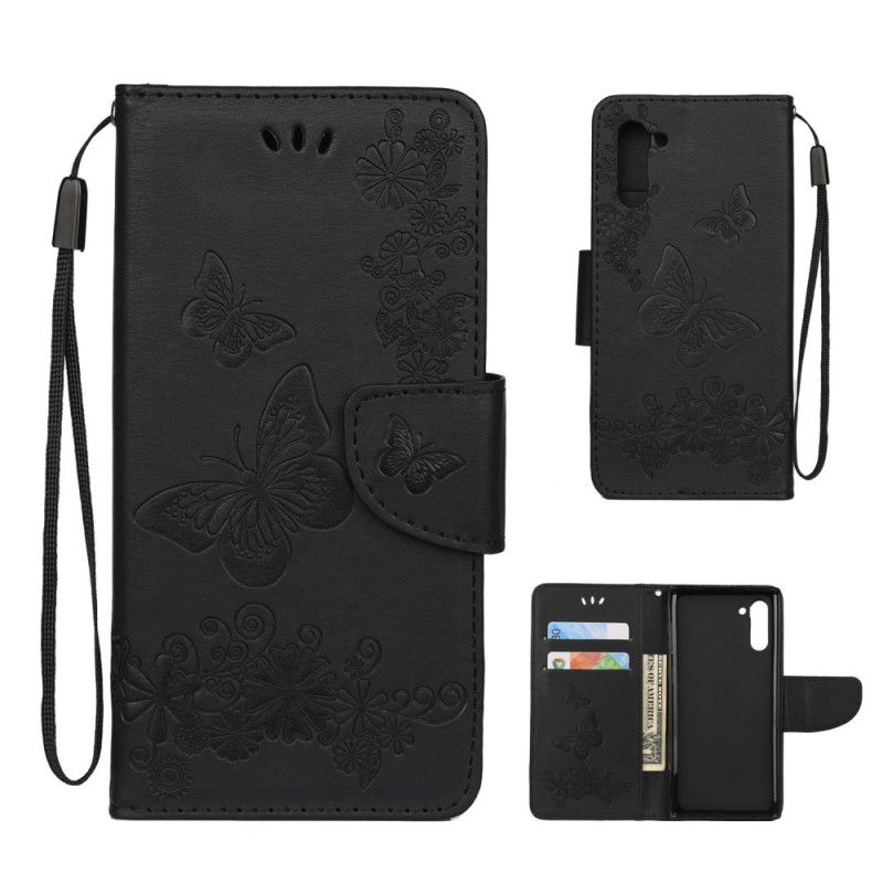 Etui Folio Samsung Galaxy Note 10 Szary Czarny Wspaniałe Motyle Stringi