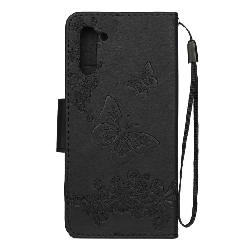 Etui Folio Samsung Galaxy Note 10 Szary Czarny Wspaniałe Motyle Stringi