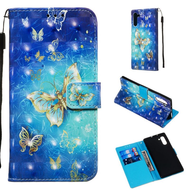 Etui Folio Samsung Galaxy Note 10 Złote Motyle Etui Ochronne