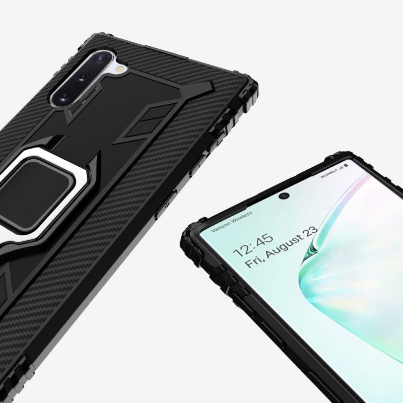 Etui Samsung Galaxy Note 10 Czerwony Czarny Pierścień I Włókno Węglowe Etui Ochronne