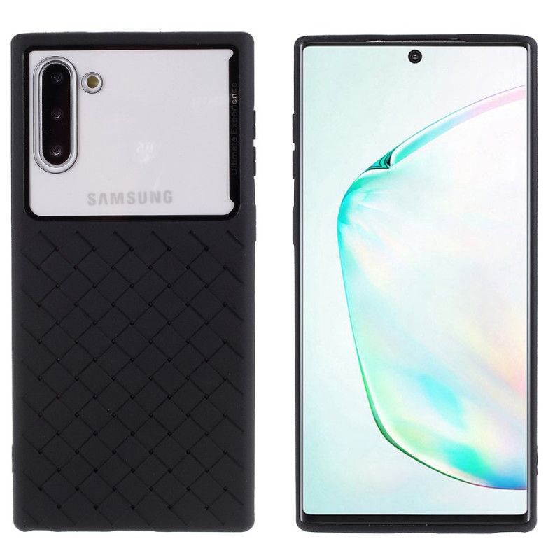 Etui Samsung Galaxy Note 10 Czerwony Czarny Wzór Tkania Etui Ochronne