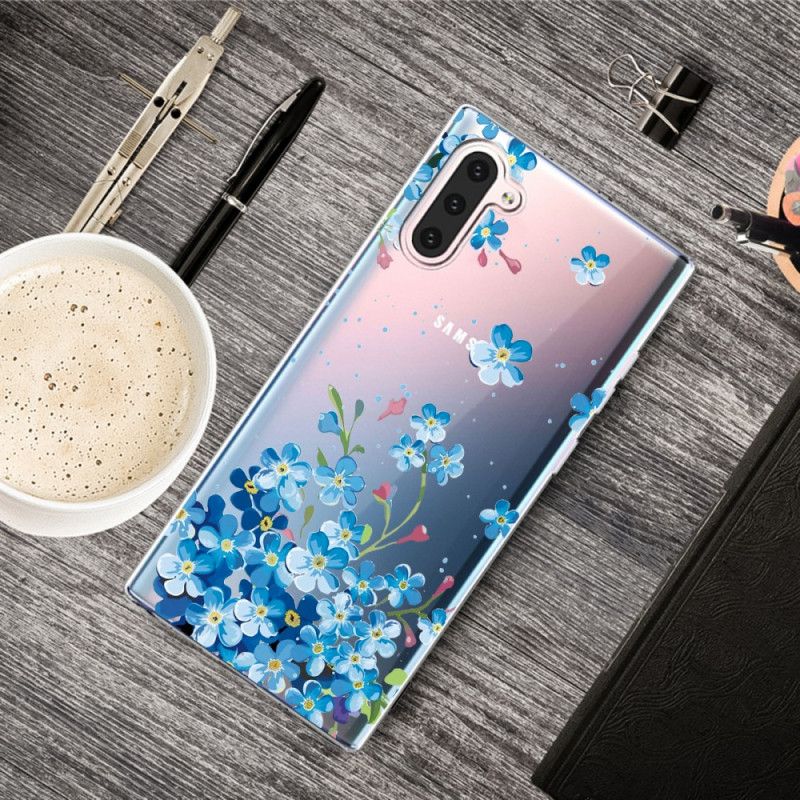 Etui Samsung Galaxy Note 10 Niebieskie Kwiaty Etui Ochronne