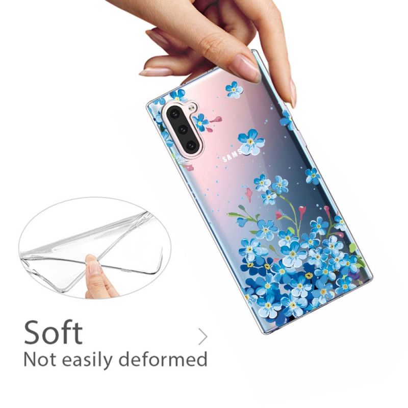 Etui Samsung Galaxy Note 10 Niebieskie Kwiaty Etui Ochronne