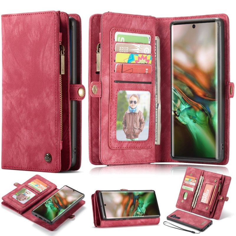 Flip Kotelot Samsung Galaxy Note 10 Czerwony Czarny Etui na Telefon Etui Z Portfelem I Etui