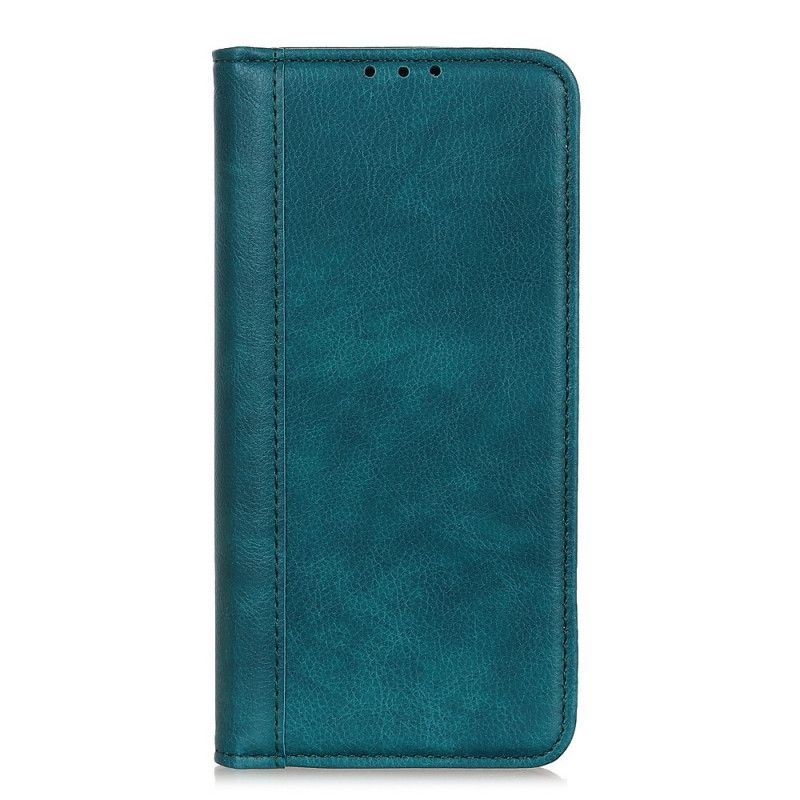 Flip Kotelot Samsung Galaxy Note 10 Turkusowy Czarny Wersja Z Dwoiny Skóry Etui Ochronne