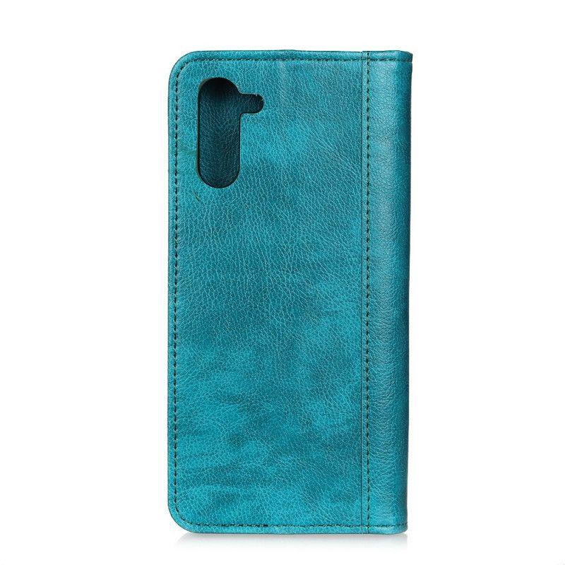 Flip Kotelot Samsung Galaxy Note 10 Turkusowy Czarny Wersja Z Dwoiny Skóry Etui Ochronne