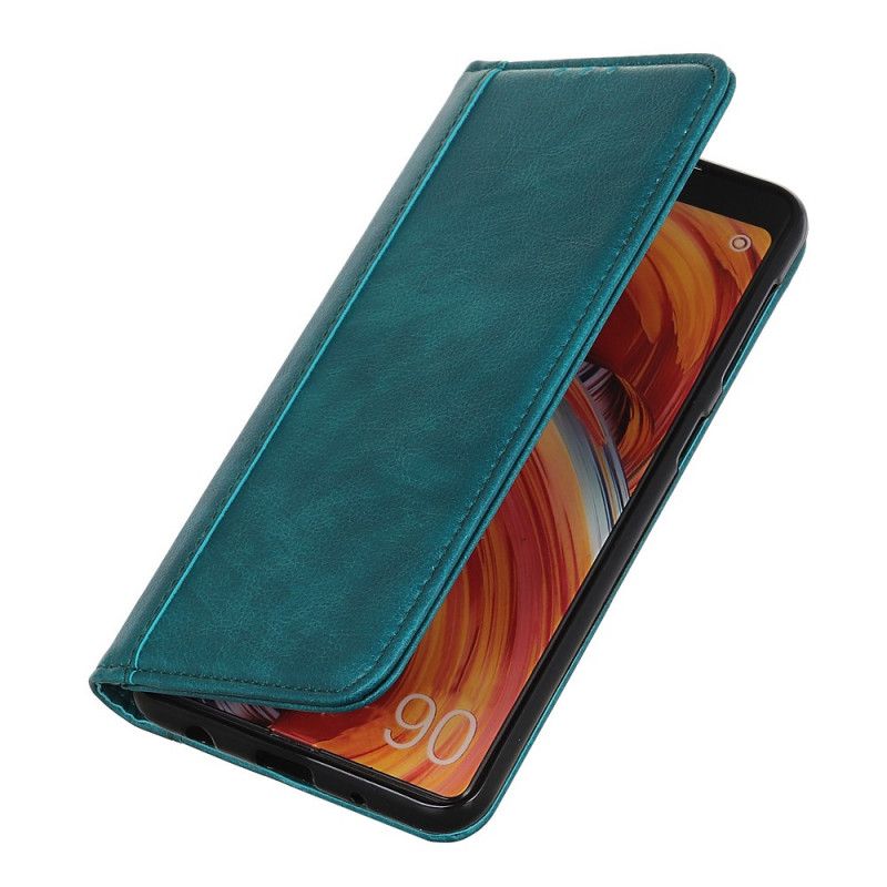 Flip Kotelot Samsung Galaxy Note 10 Turkusowy Czarny Wersja Z Dwoiny Skóry Etui Ochronne