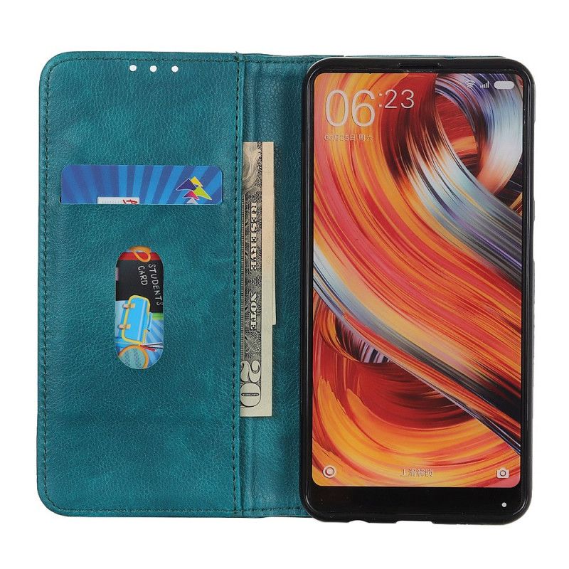 Flip Kotelot Samsung Galaxy Note 10 Turkusowy Czarny Wersja Z Dwoiny Skóry Etui Ochronne