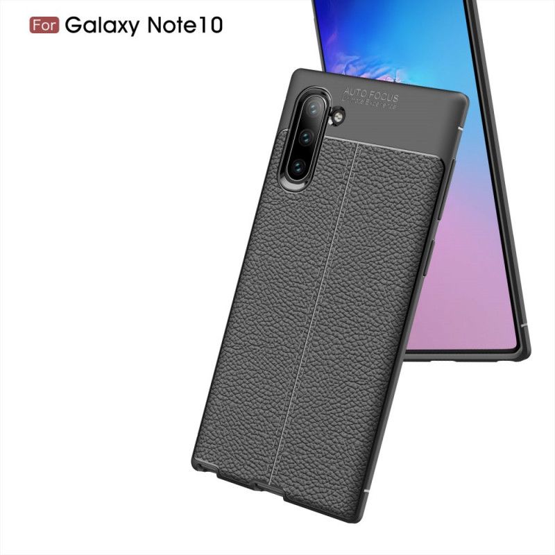 Futerały Samsung Galaxy Note 10 Czerwony Czarny Etui na Telefon Efekt Skóry Z Podwójną Linią Liczi