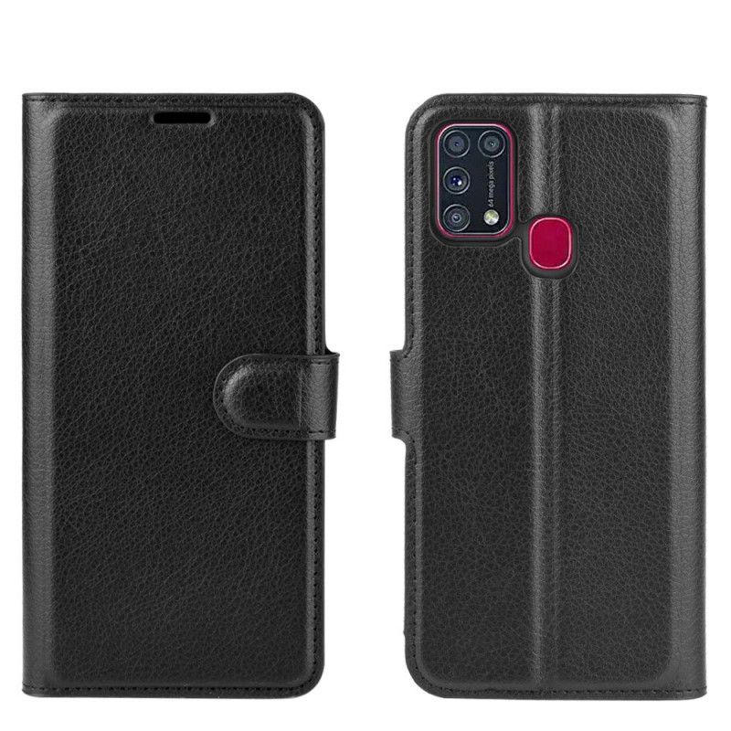 Etui Folio Samsung Galaxy M31 Biały Czarny Klasyczny Etui Ochronne