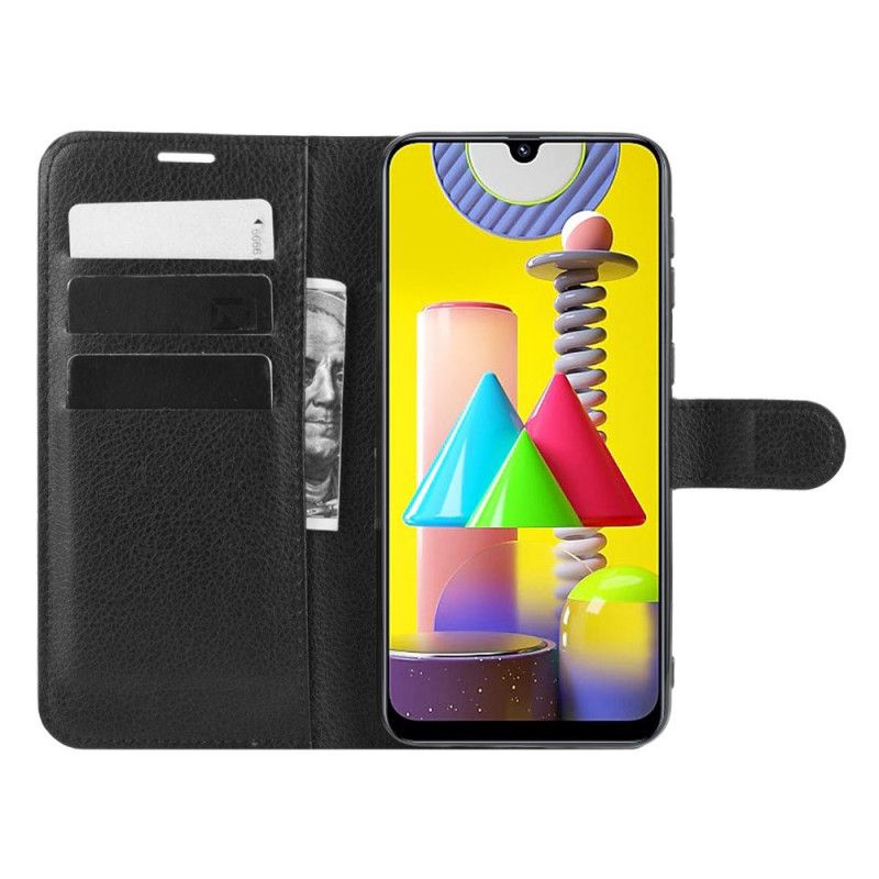 Etui Folio Samsung Galaxy M31 Biały Czarny Klasyczny Etui Ochronne