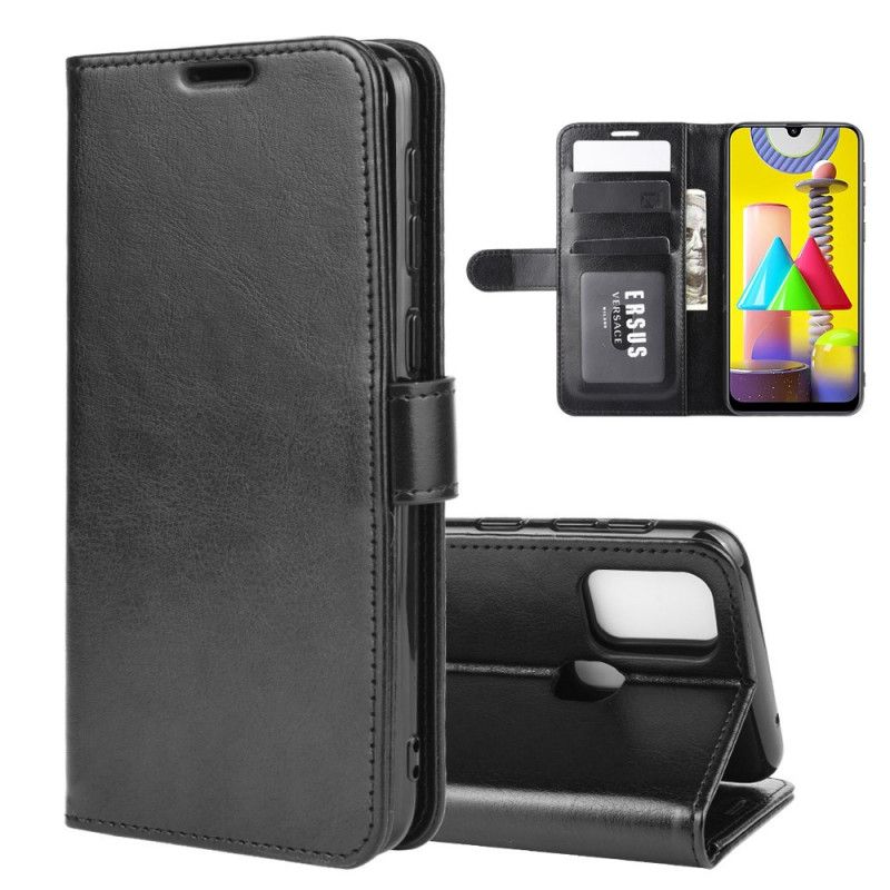 Etui Folio Samsung Galaxy M31 Biały Czarny Ultra Sztuczna Skóra Etui Ochronne