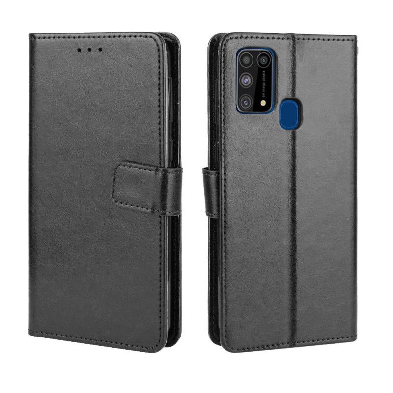 Etui Folio Samsung Galaxy M31 Czerwony Czarny Efektowna Sztuczna Skóra Etui Ochronne