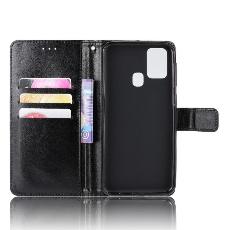 Etui Folio Samsung Galaxy M31 Czerwony Czarny Efektowna Sztuczna Skóra Etui Ochronne