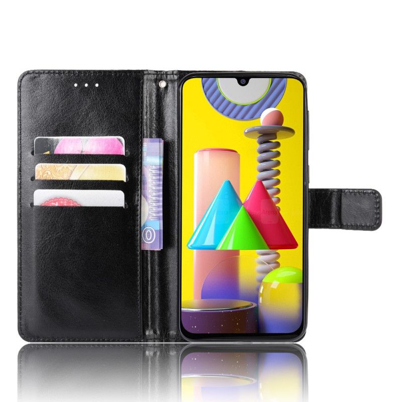 Etui Folio Samsung Galaxy M31 Czerwony Czarny Efektowna Sztuczna Skóra Etui Ochronne