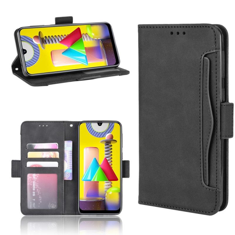 Etui Folio Samsung Galaxy M31 Czerwony Czarny Karta Multi-Card Pierwszej Klasy Etui Ochronne