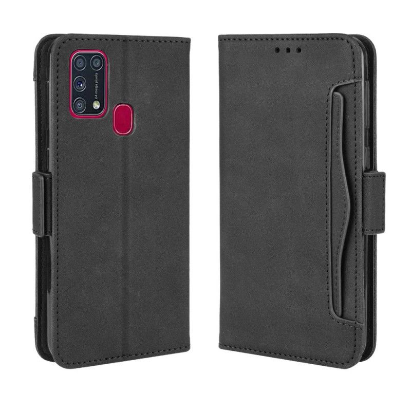 Etui Folio Samsung Galaxy M31 Czerwony Czarny Karta Multi-Card Pierwszej Klasy Etui Ochronne