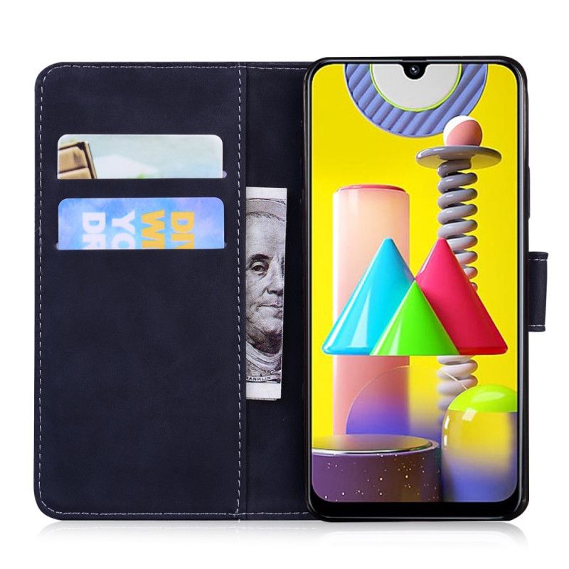 Etui Folio Samsung Galaxy M31 Czerwony Czarny Odcisk Twarzy Tygrysa Etui Ochronne