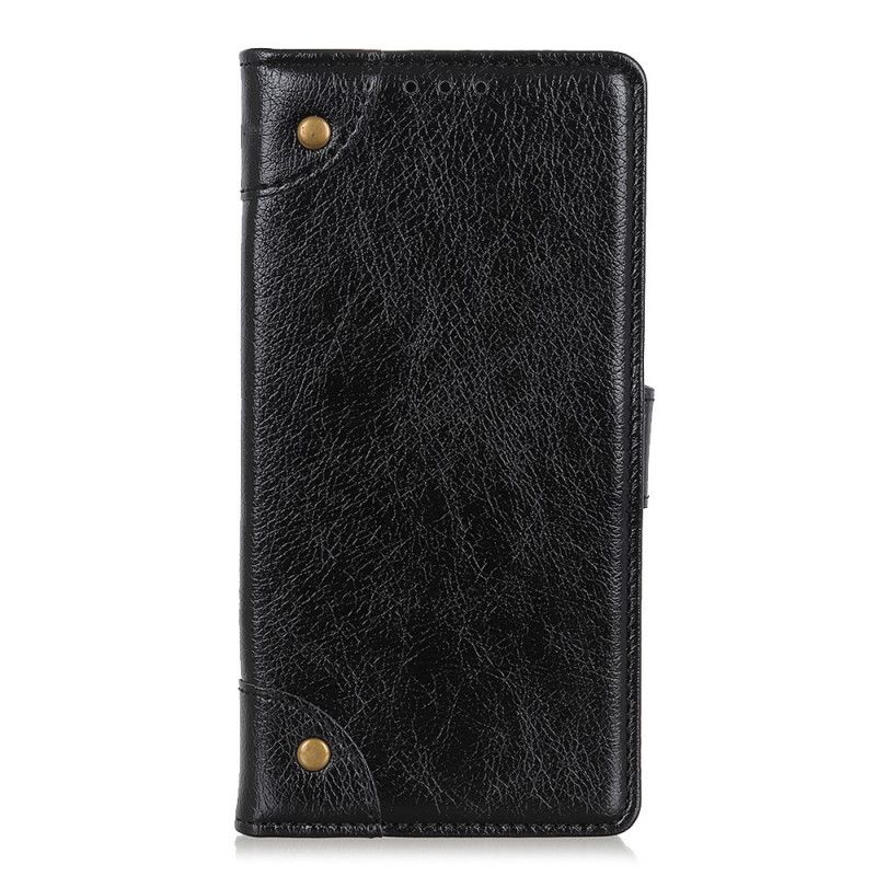 Etui Folio Samsung Galaxy M31 Czerwony Czarny Styl Skóry Nappa Z Nitami W Stylu Vintage