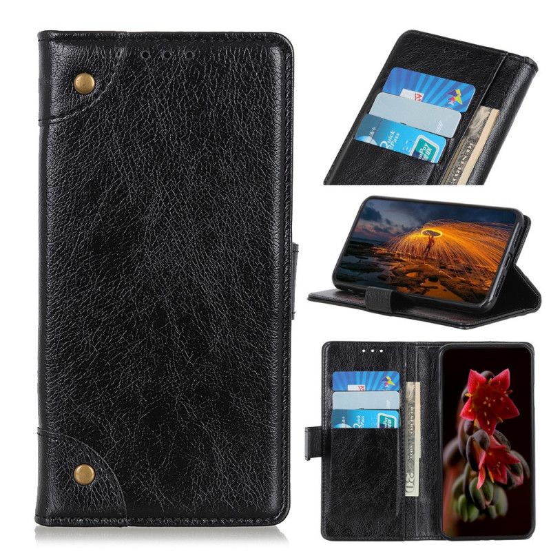 Etui Folio Samsung Galaxy M31 Czerwony Czarny Styl Skóry Nappa Z Nitami W Stylu Vintage