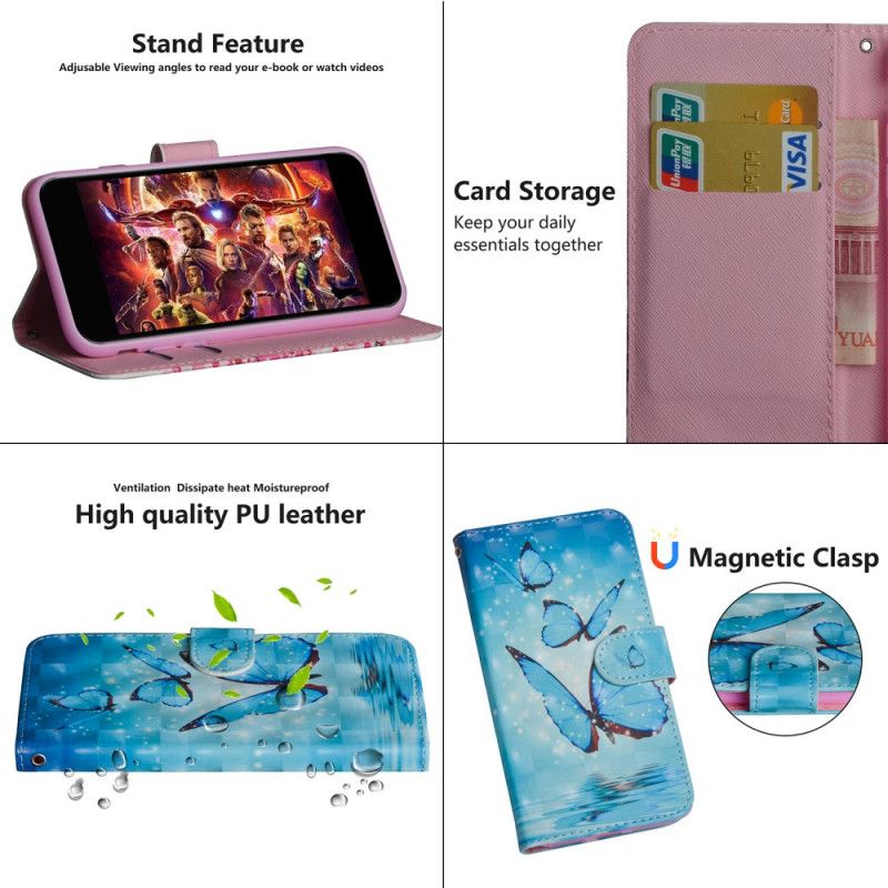 Etui Folio Samsung Galaxy M31 Latające Niebieskie Motyle