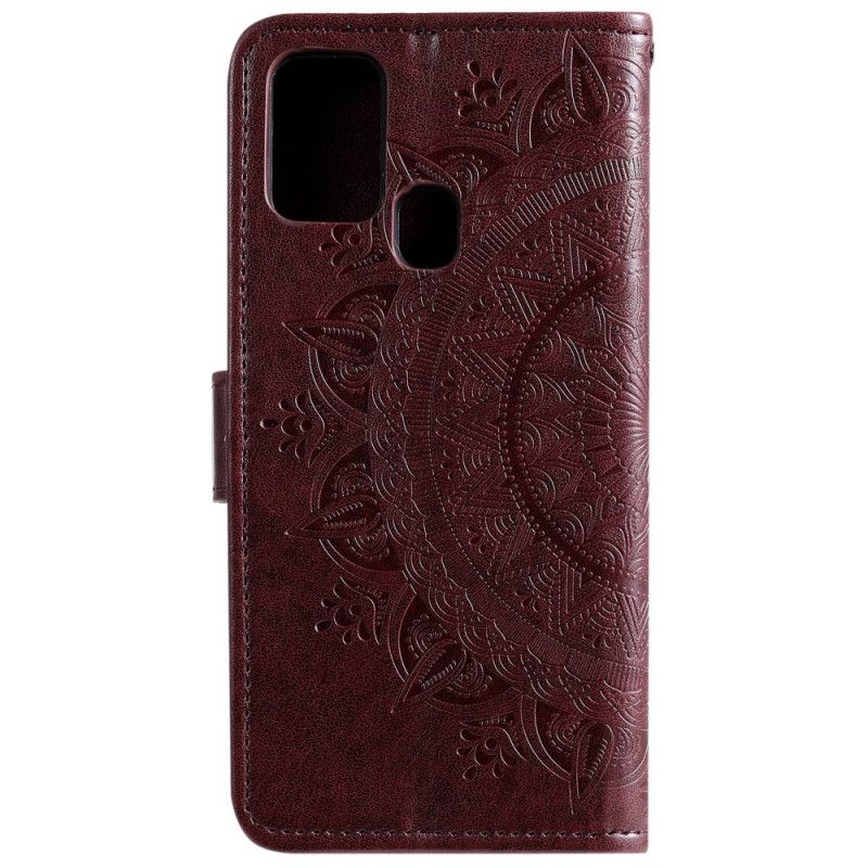 Etui Folio Samsung Galaxy M31 Magenta Szary Mandala Słońca Etui Ochronne