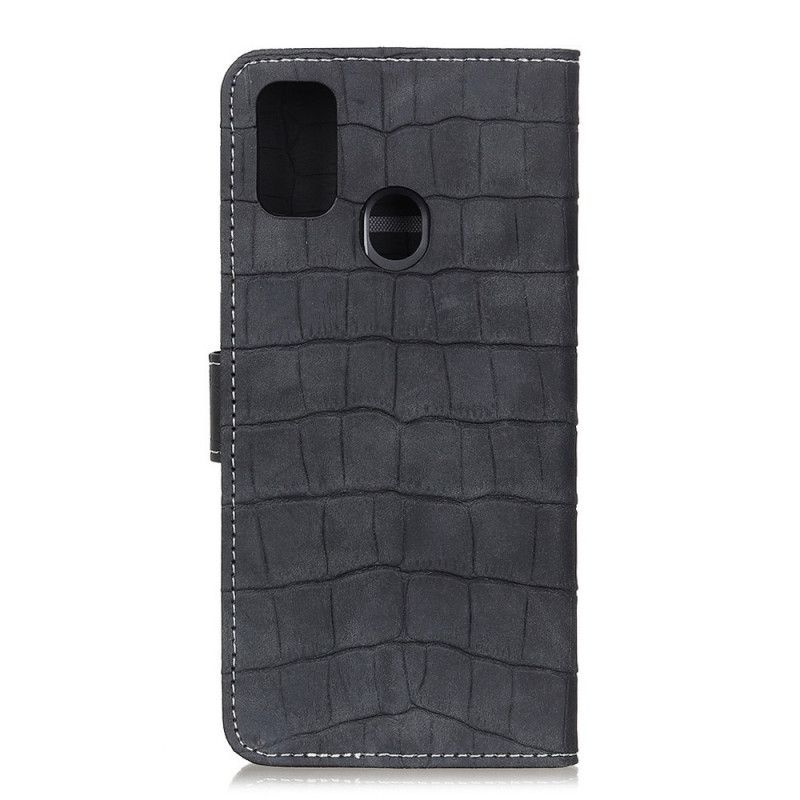 Etui Folio Samsung Galaxy M31 Turkusowy Czarny Moc Krokodyla Etui Ochronne