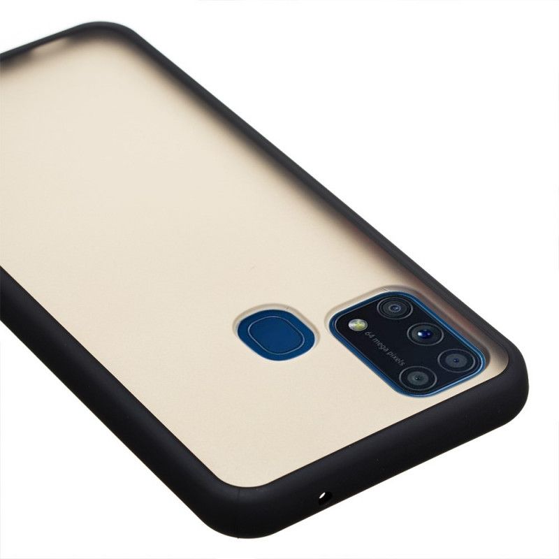 Etui Samsung Galaxy M31 Biały Czarny Hybryda Z Kolorowymi Krawędziami