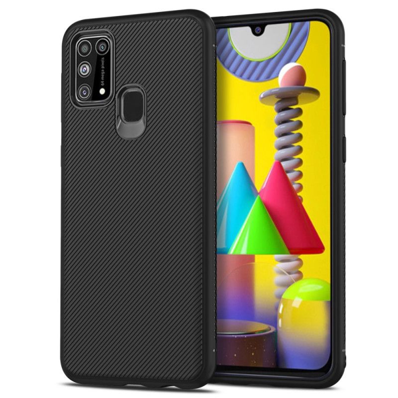 Etui Samsung Galaxy M31 Czarny Skośny Serial Jazzowy