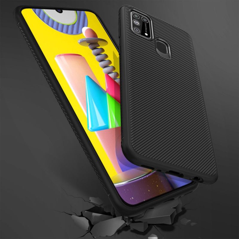 Etui Samsung Galaxy M31 Czarny Skośny Serial Jazzowy