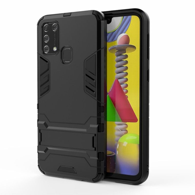 Etui Samsung Galaxy M31 Czerwony Czarny Bardzo Wytrzymały Język