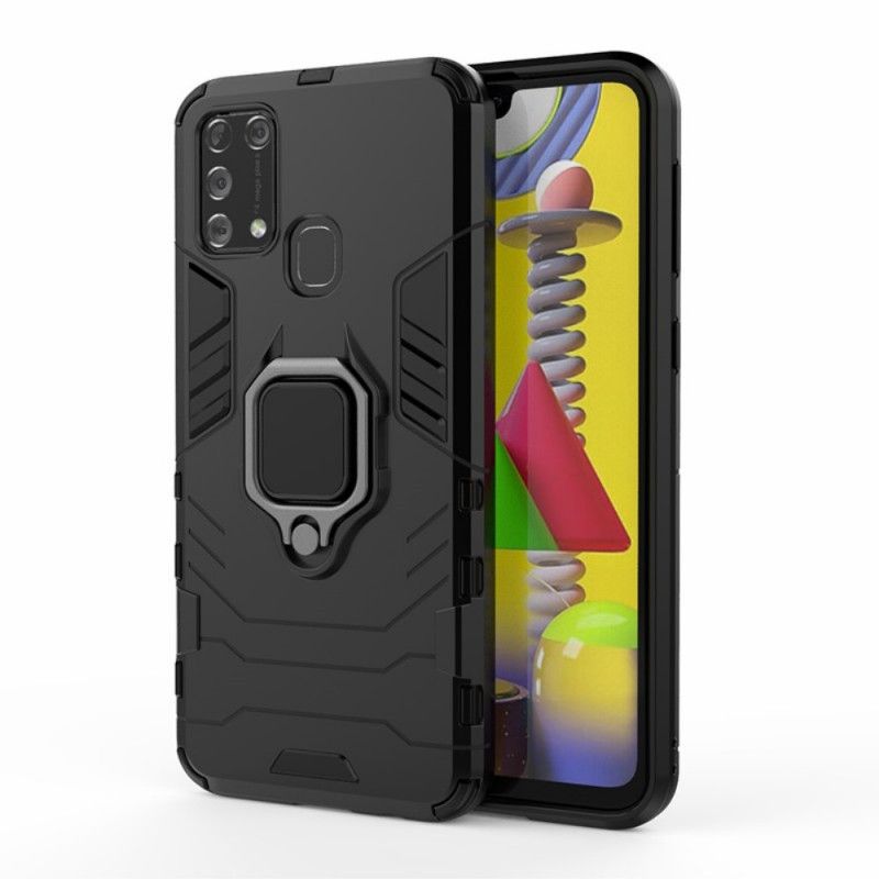 Etui Samsung Galaxy M31 Czerwony Czarny Pierścień Oporowy