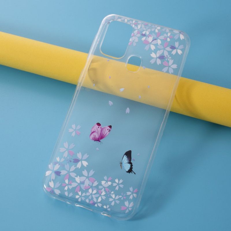 Etui Samsung Galaxy M31 Przezroczyste Motyle I Kwiaty Etui Ochronne