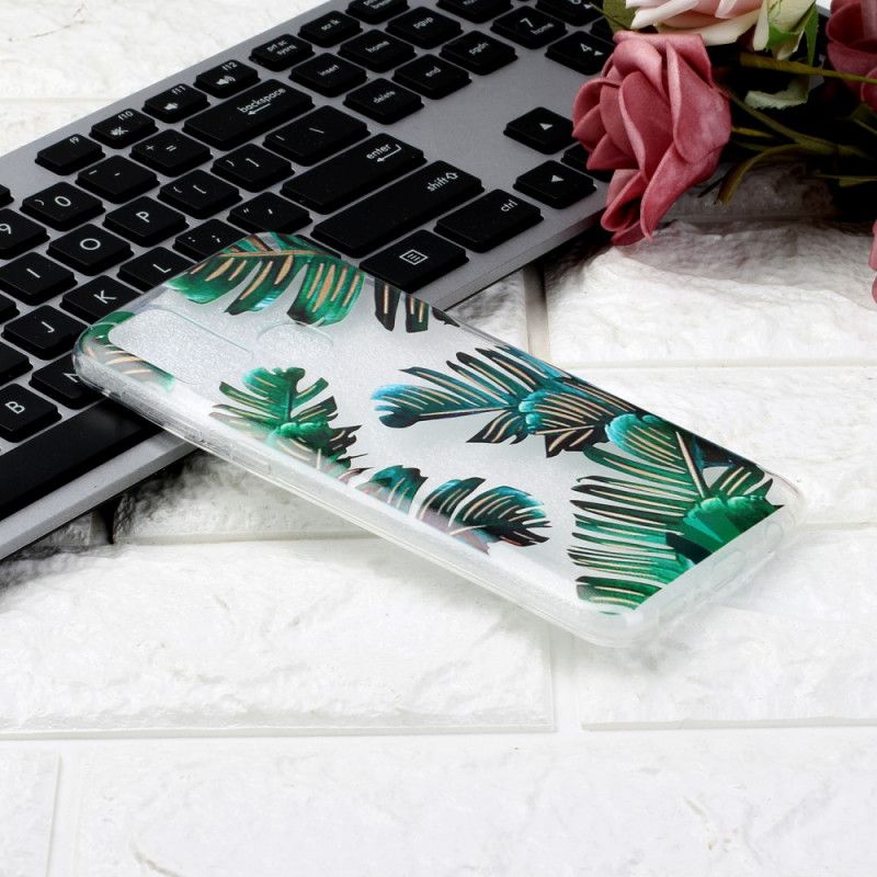 Etui Samsung Galaxy M31 Przezroczyste Zielone Liście Etui Ochronne