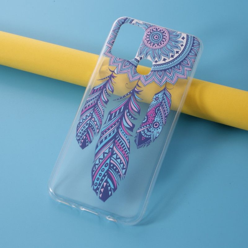 Etui Samsung Galaxy M31 Przezroczysty Łapacz Marzy O Niebieskich Piórach Etui Ochronne