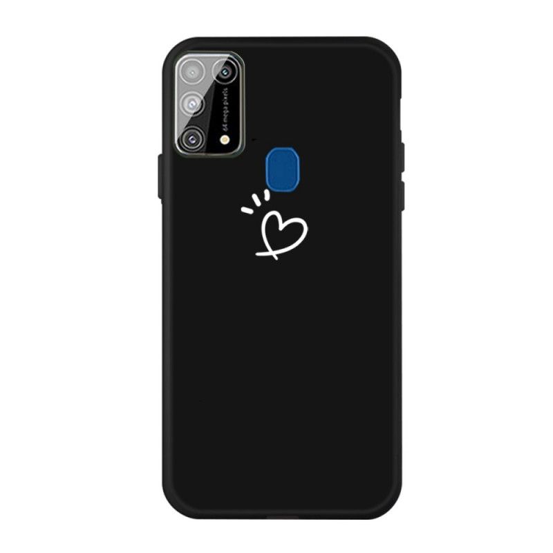 Etui Samsung Galaxy M31 Szary Czarny Bijące Serce Silikonowe