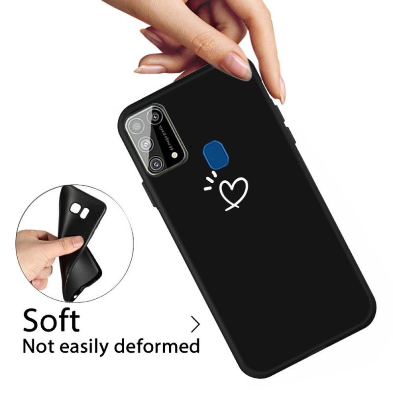 Etui Samsung Galaxy M31 Szary Czarny Bijące Serce Silikonowe