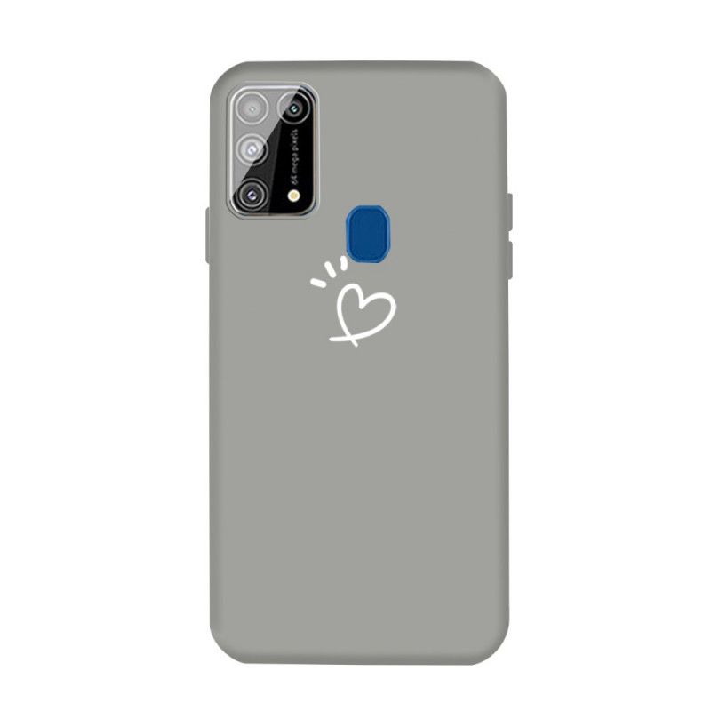 Etui Samsung Galaxy M31 Szary Czarny Bijące Serce Silikonowe