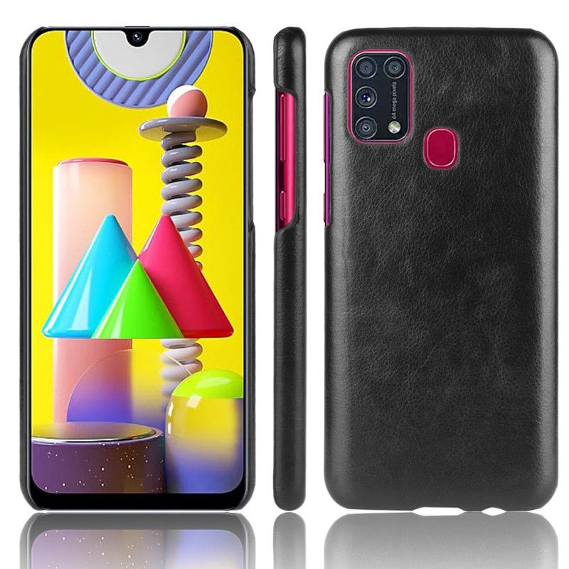 Etui Samsung Galaxy M31 Szary Czarny Efekt Skóry Lychee Performance Etui Ochronne