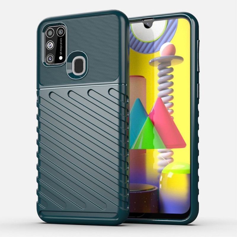 Etui Samsung Galaxy M31 Zielony Czarny Seria Grzmotów Etui Ochronne