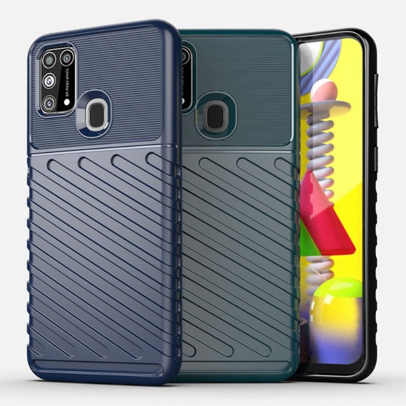 Etui Samsung Galaxy M31 Zielony Czarny Seria Grzmotów Etui Ochronne