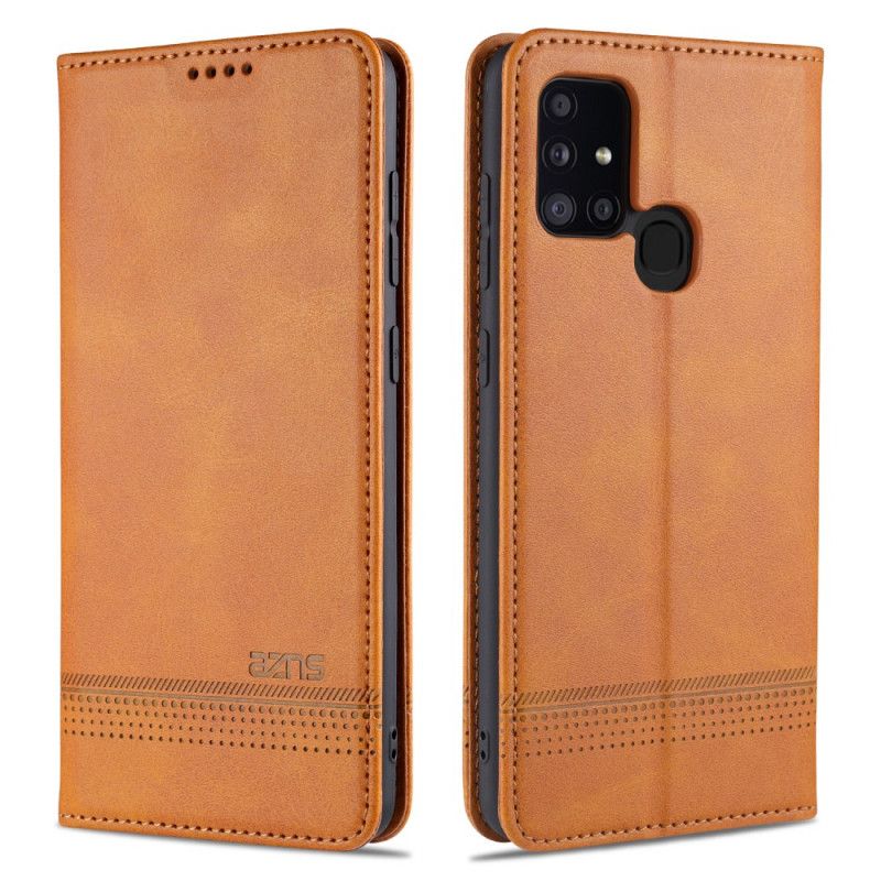 Flip Kotelot Samsung Galaxy M31 Czerwony Czarny Etui na Telefon Azns Skórzany Styl