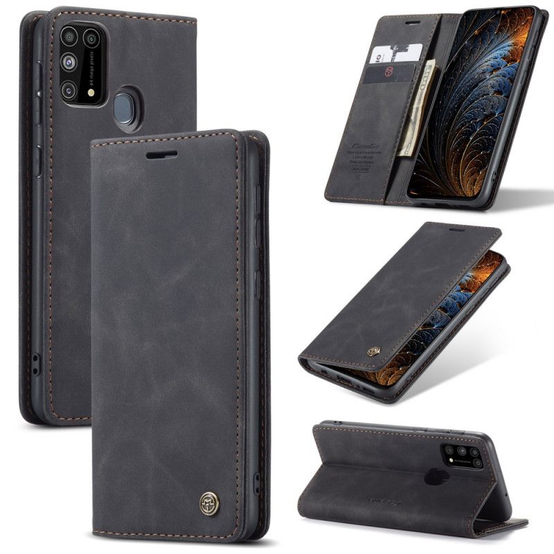 Flip Kotelot Samsung Galaxy M31 Granatowy Czarny Etui Z Imitacji Skóry Etui Ochronne