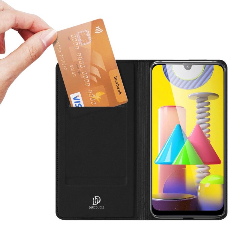 Flip Kotelot Samsung Galaxy M31 Złoty Czarny Skóra Pro Dux Ducis