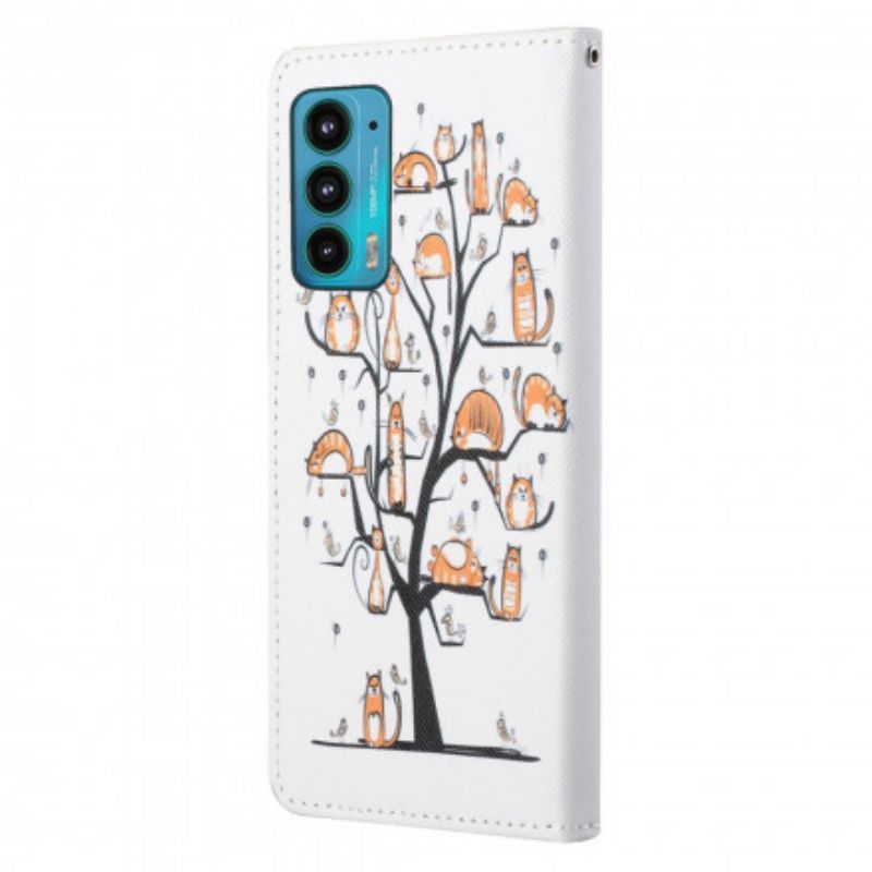 Etui Folio Do Motorola Edge 20 Funky Cats Strappy