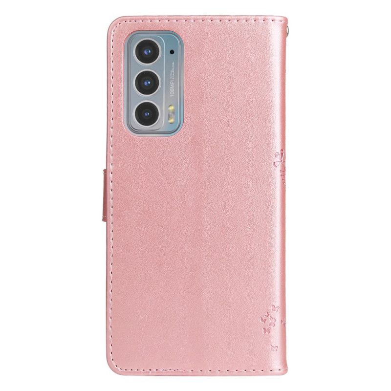 Etui Folio Motorola Edge 20 Drzewo I Stringi Kot Etui Ochronne