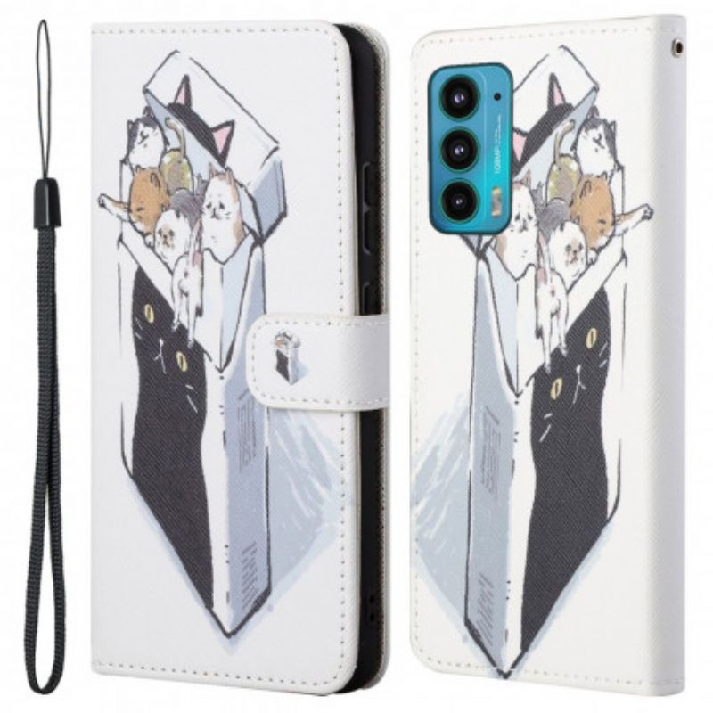 Etui Folio Motorola Edge 20 Funky Cats Strappy Etui Ochronne