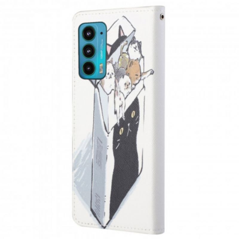 Etui Folio Motorola Edge 20 Funky Cats Strappy Etui Ochronne