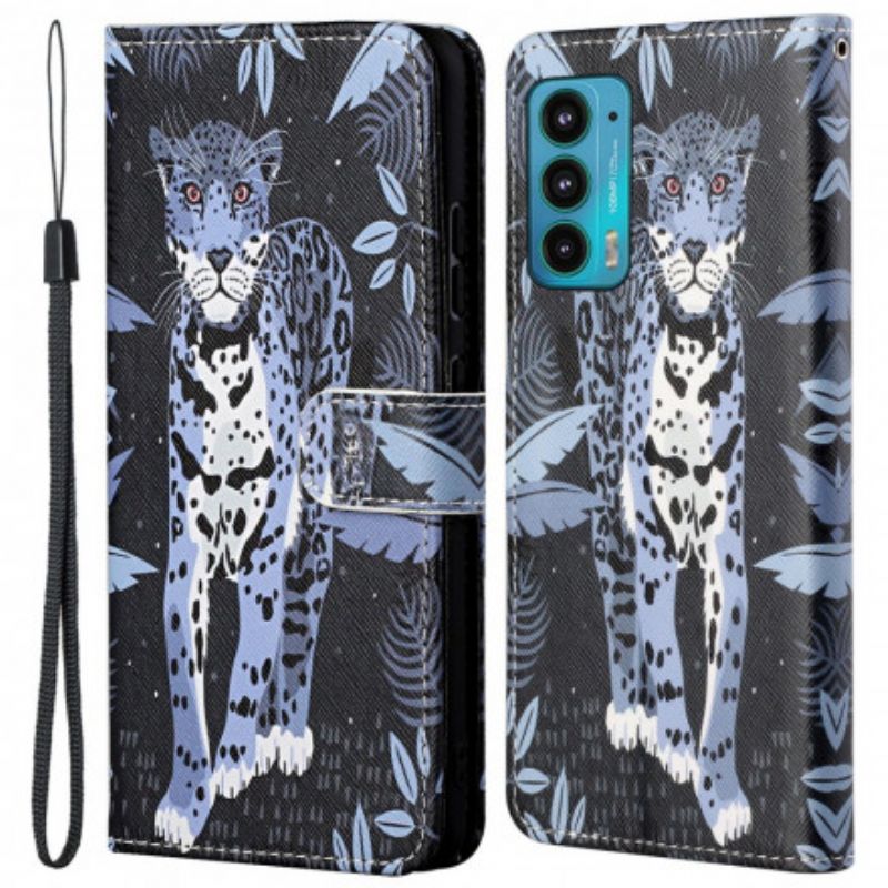 Etui Folio Motorola Edge 20 Leopard Strappy Etui Ochronne